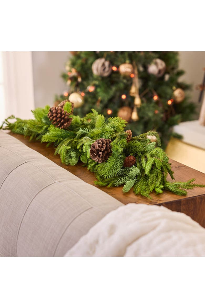 Real Touch Norfolk, Spruce & Juniper Christmas Front Door Holiday Table Swag, Alternate, color, Green
