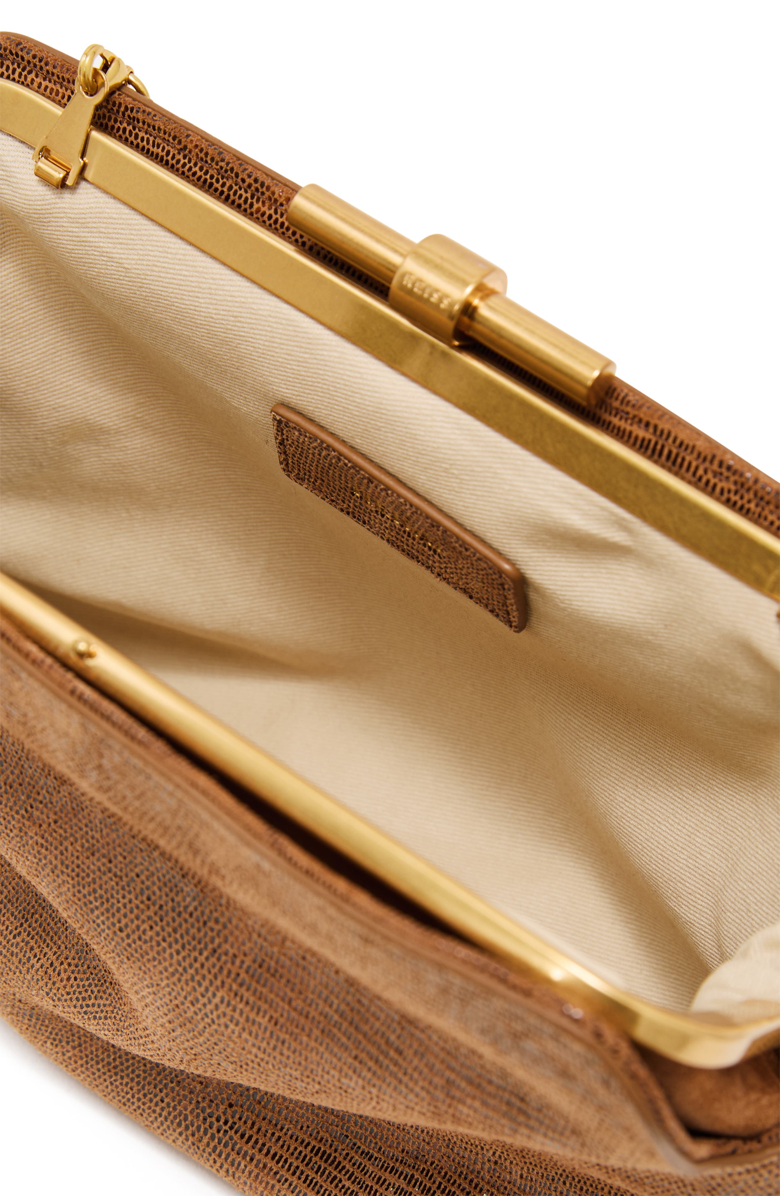 Reiss Bethany Embossed Leather Frame Clutch, Alternate, color, 