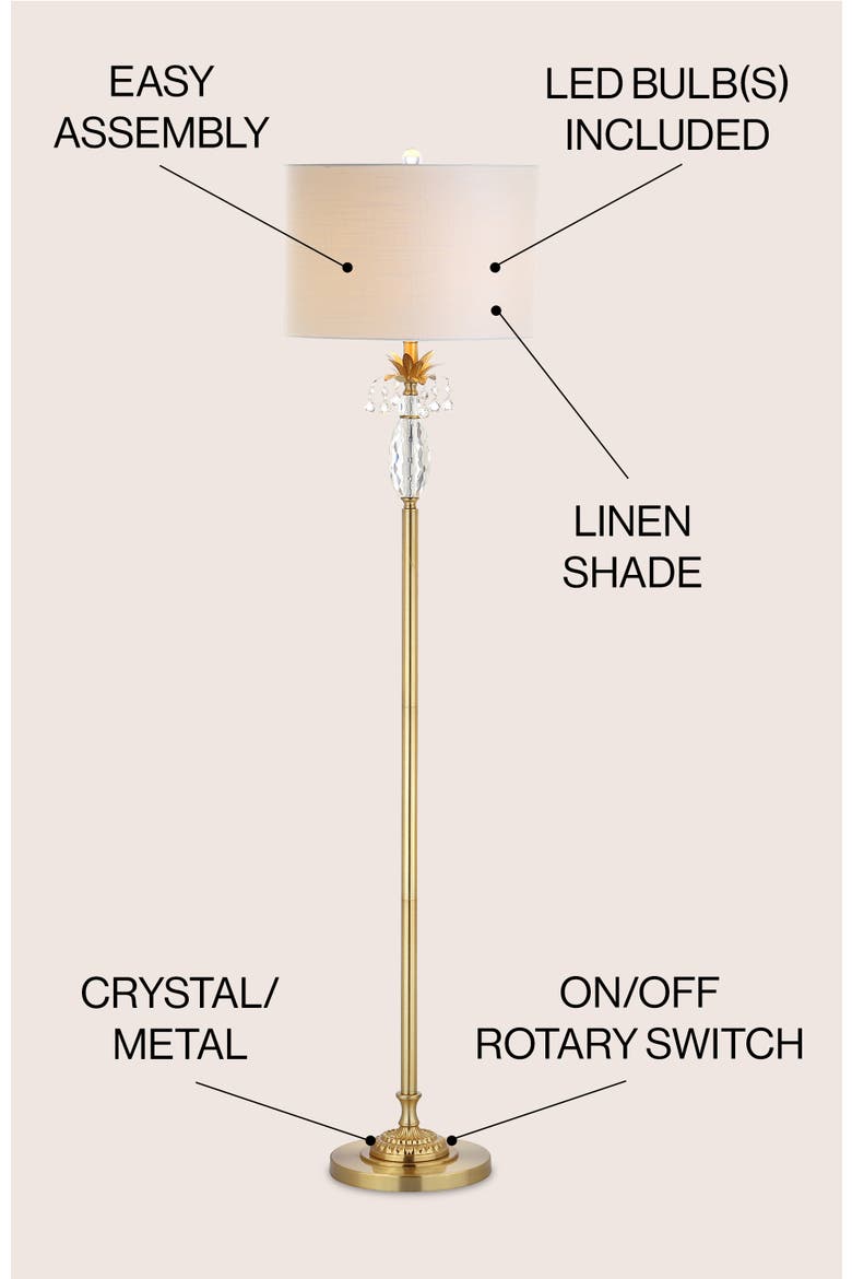 Adalyn Crystal / Metal LED Floor Lamp, Alternate, color, Clear/Brass Gold
