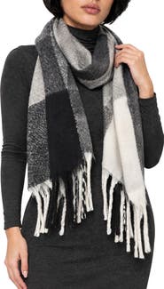 Noize Plaid Fringe Scarf