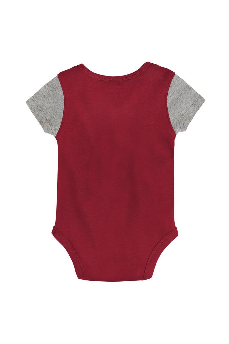 Newborn & Infant Crimson/Heather Gray Oklahoma Sooners Little Champ Bodysuit Bib & Booties Set, Alternate, color, Crimson