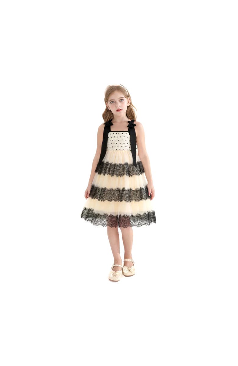 Tulleen Polka Dot Sleeveless Bow Dress, Alternate, color, Ivory