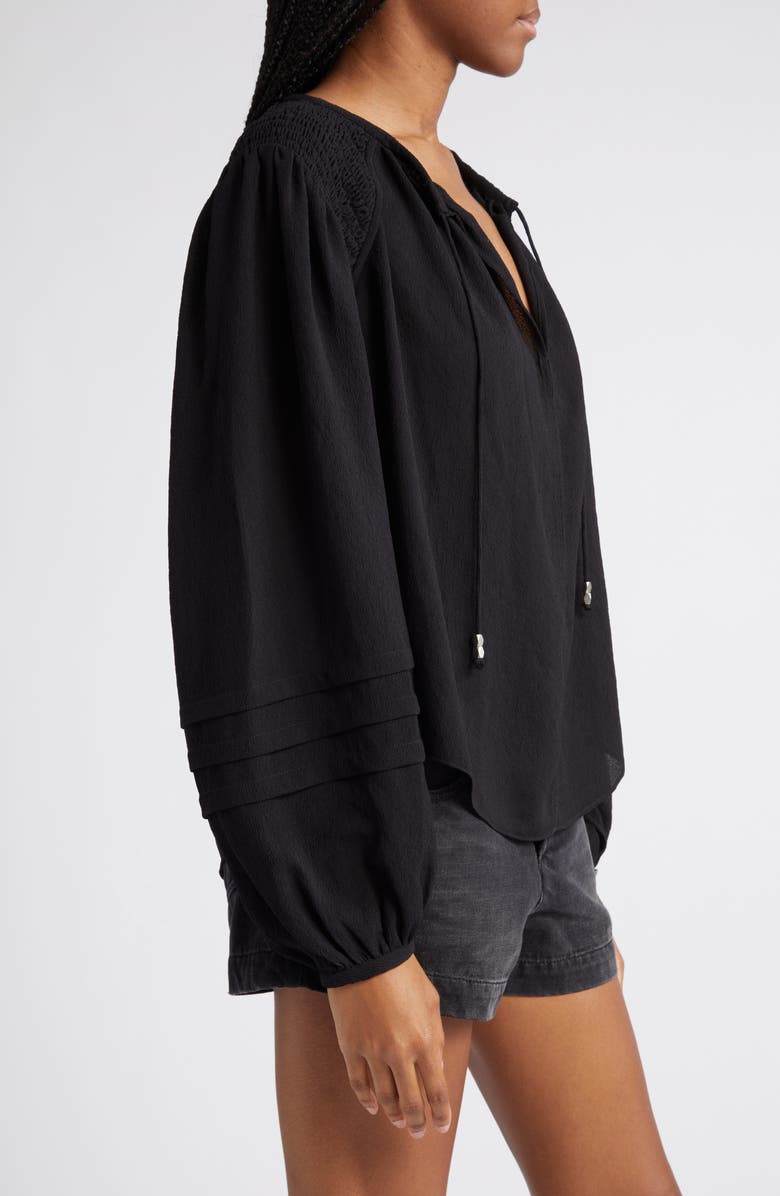 Isabel Marant Étoile Lamaya Smocked Shoulder Top, Alternate, color, Black
