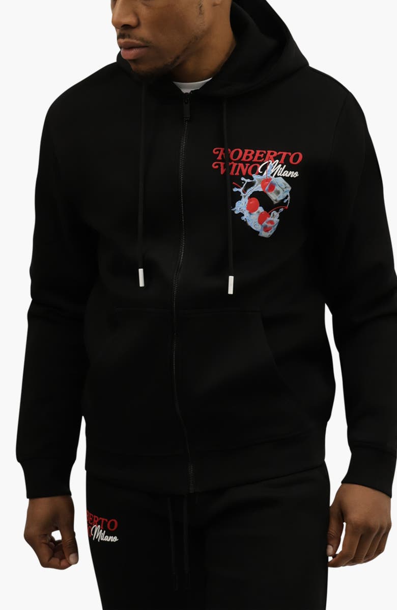 Roberto Vino Fresh Cherry Premium Blend Zip Hoodie, Main, color, Black