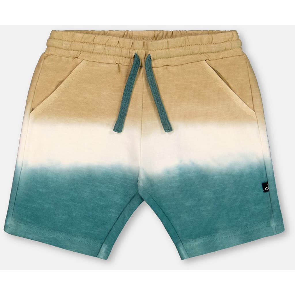 DEUX PAR DEUX DEUX PAR DEUX LITTLE BOY'S FRENCH TERRY SHORT GRADIENT BEIGE AND TEAL