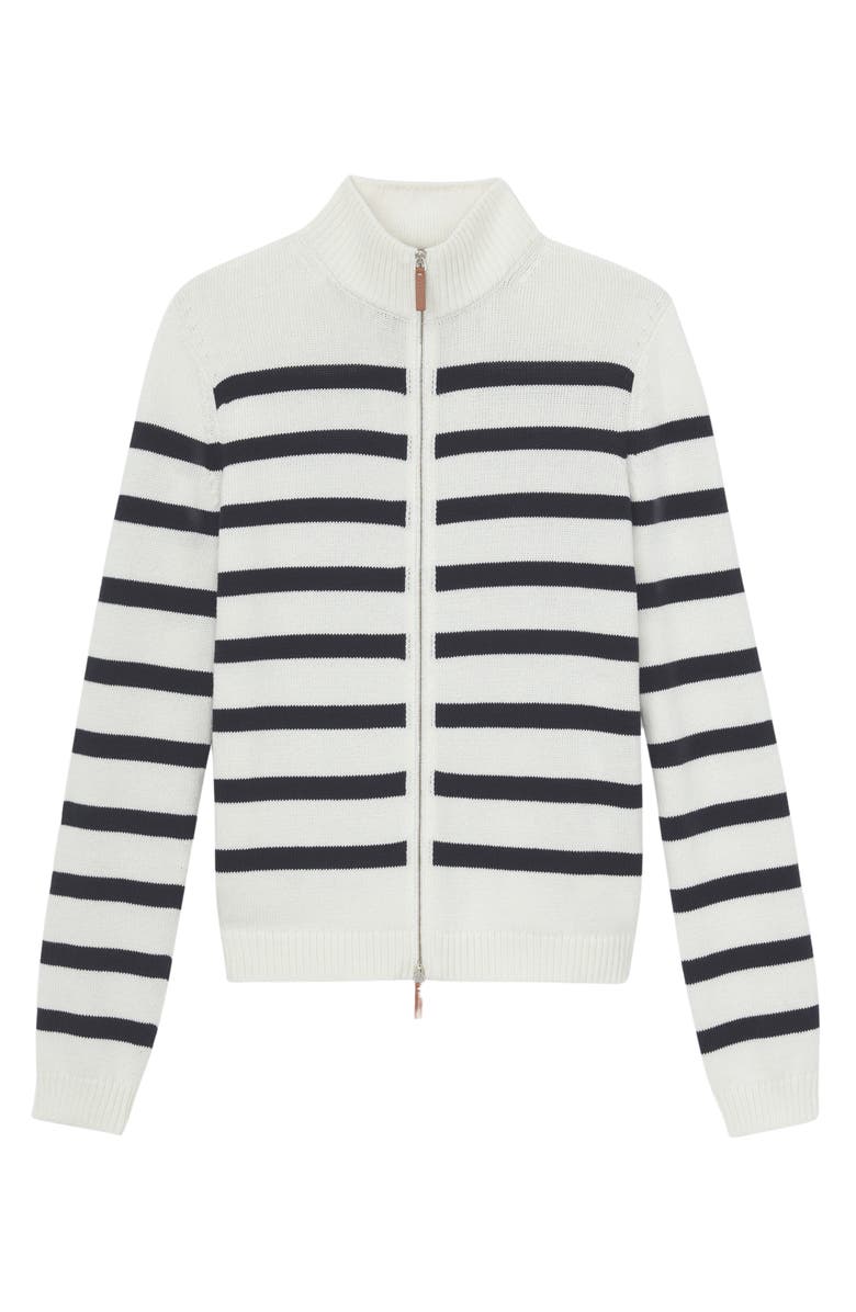 Lafayette 148 New York Stripe Cotton & Silk Zip Cardigan, Alternate, color,