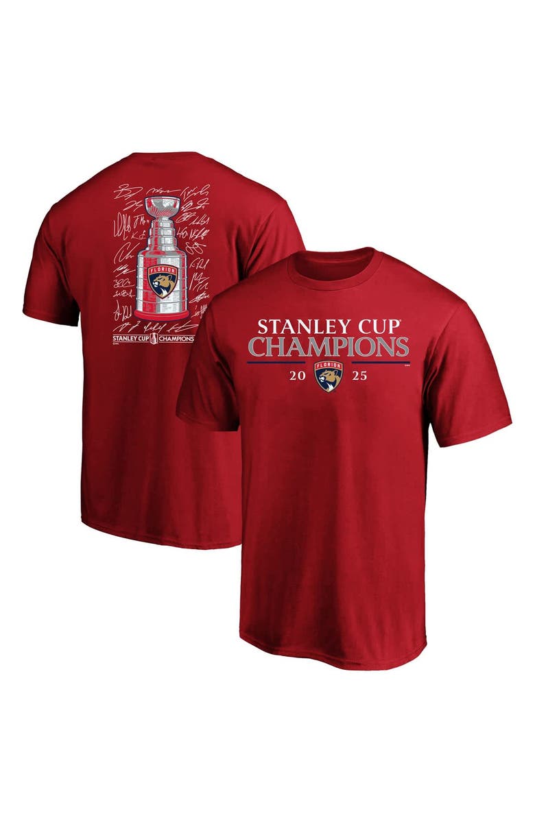 FANATICS Men's Fanatics Red Florida Panthers 2025 Stanley Cup Champions Big & Tall Roster T-Shirt, Alternate, color, 