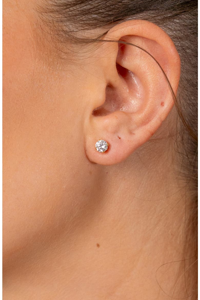 Round Cubic Zirconia Stud Earrings, Alternate, color, SILVER