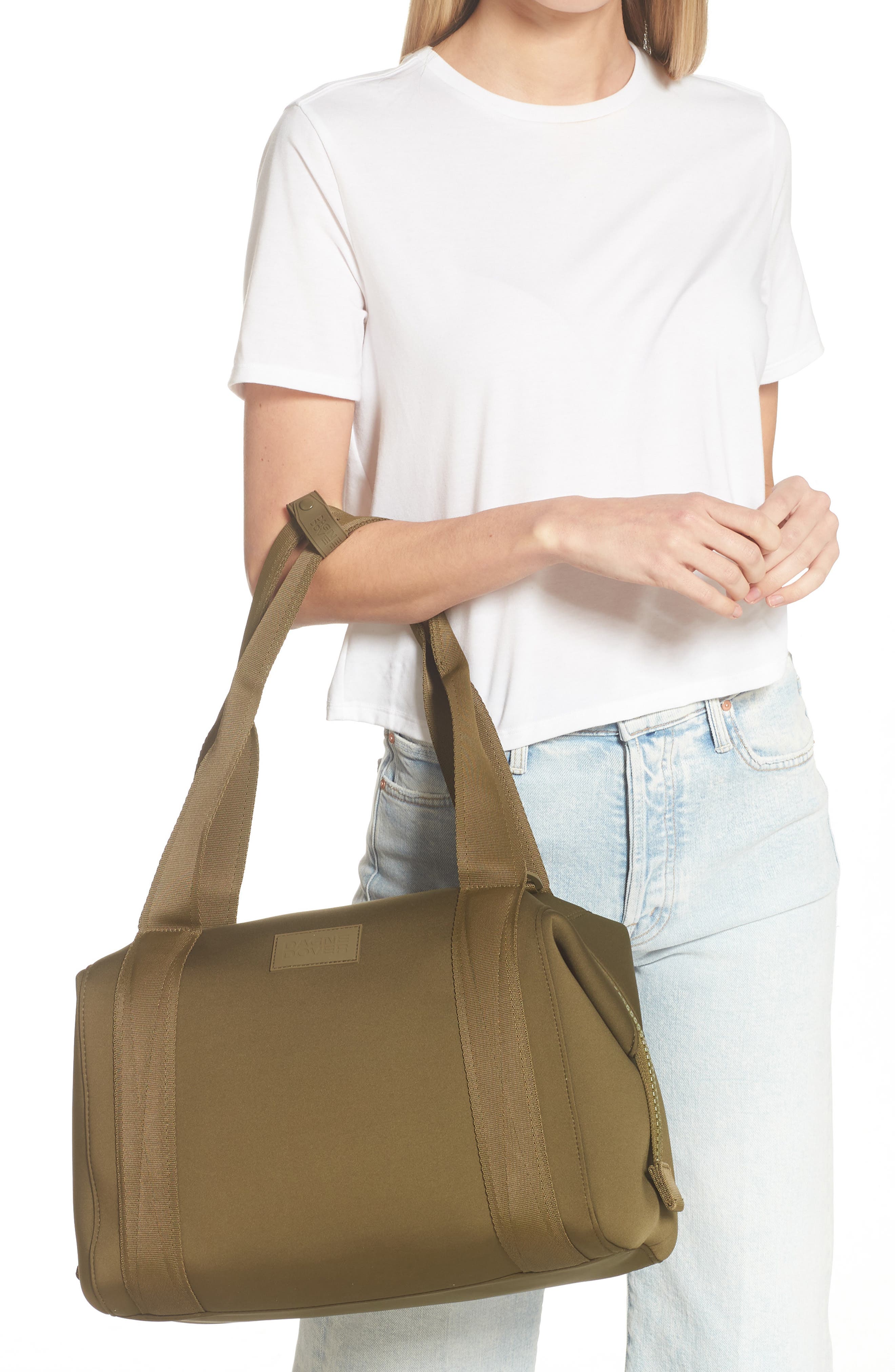 Landon Medium Neoprene Carryall, Alternate, color, DARK MOSS