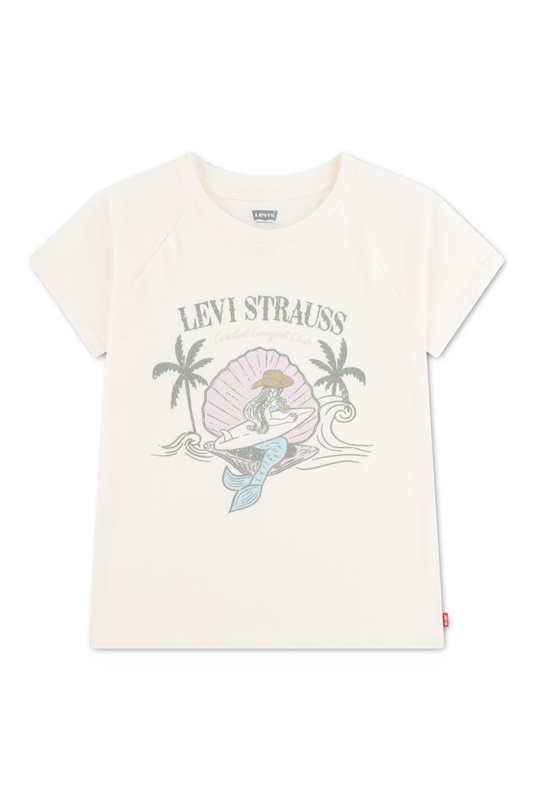 Kids' Mermaid Cotton Blend Graphic T-Shirt, Main, color, ANTIQUE WHITE