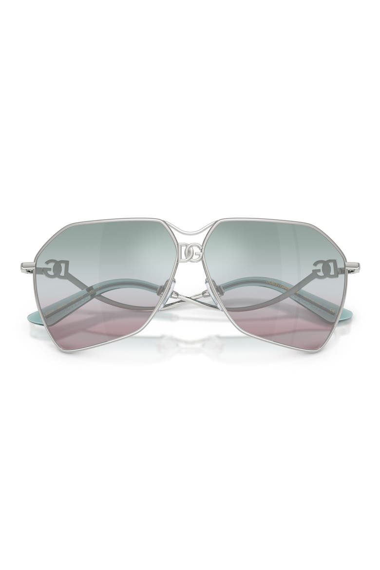 62mm Gradient Pilot Sunglasses, Alternate, color, SILVER / GRAD PINK GRAD GREEN