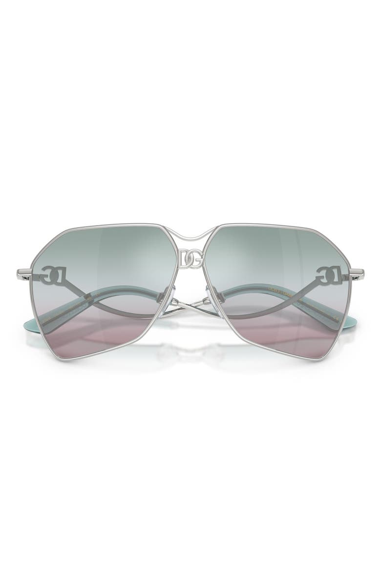 Dolce&Gabbana 62mm Gradient Pilot Sunglasses, Alternate, color, Silver / Grad Pink Grad Green