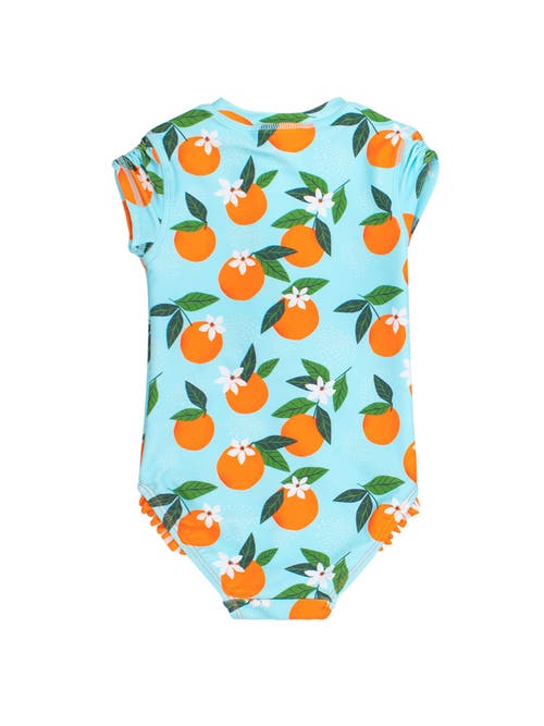 Rufflebutts Girls Short Sleeve Upf50+ One Piece Rash Guard In Multi