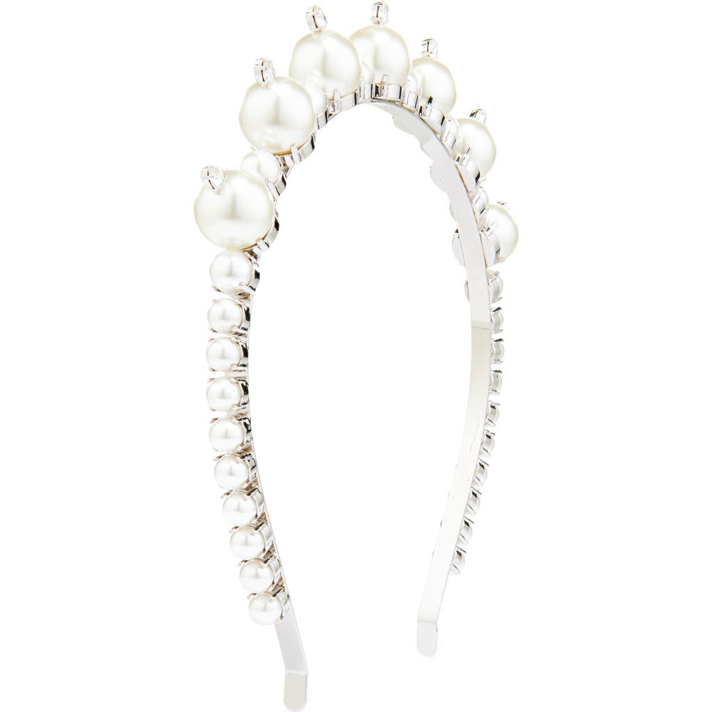 Simone Rocha Crystal & Imitation Pearl Tiara Headband In White