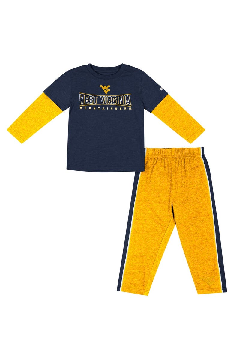 COLOSSEUM Toddler Colosseum Navy/Gold West Virginia Mountaineers Long Sleeve T-Shirt & Pants Set, Alternate, color, Navy