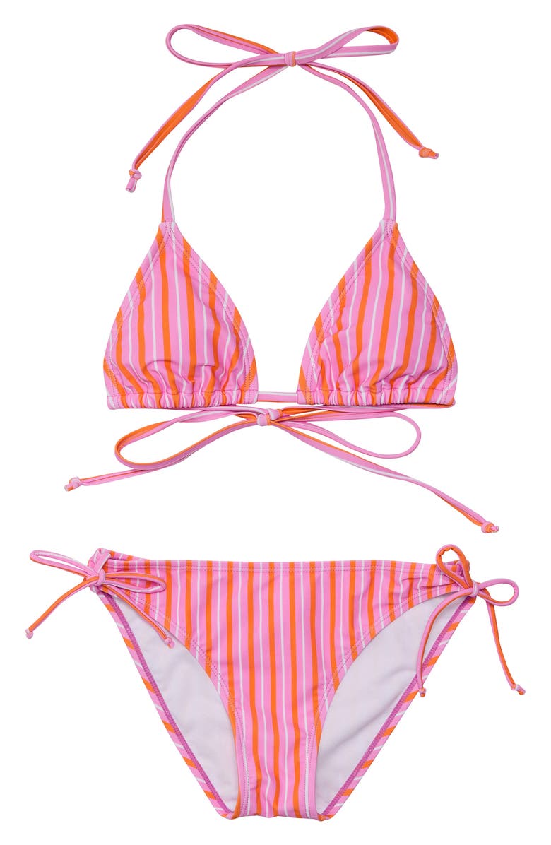 Snapper Rock Kids' Stripy Sunset Two-Piece Swimsuit, Main, color, 