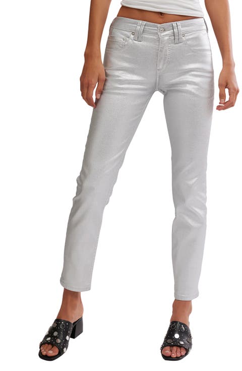 Oracle Metallic Low-Rise Slim Ankle Straight Jeans (Divine)