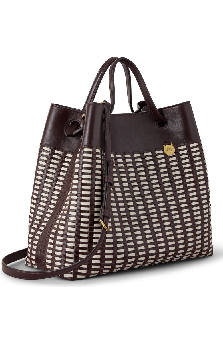 Mulberry Woven Leather Tote, Alternate, color, Ebony-Crumpet