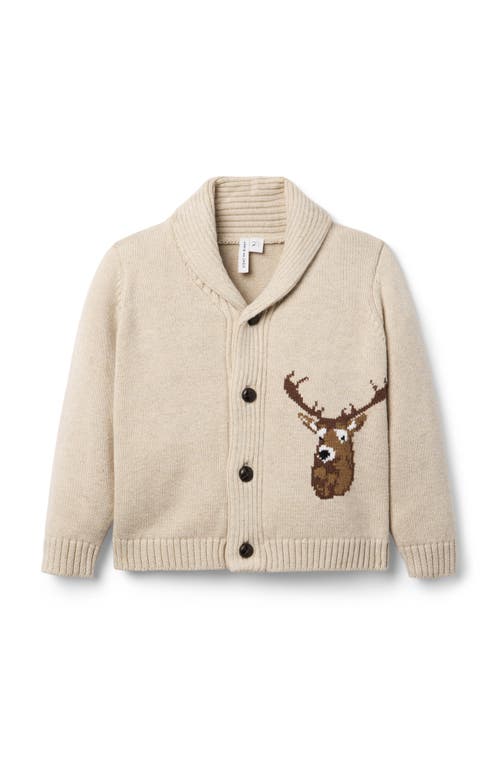 Janie And Jack Deer Shawl Cardigan In Neutral
