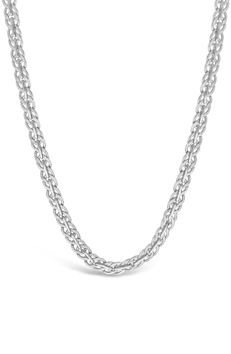 Sterling Forever Hammered Interlocking Curb Chain Necklace, Main, color, Silver