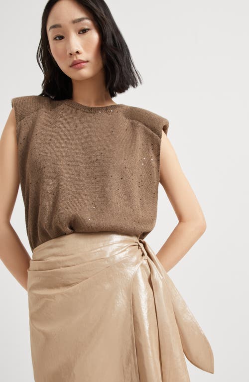 Brunello Cucinelli Coated Cotton Wrap Skirt In Pattern