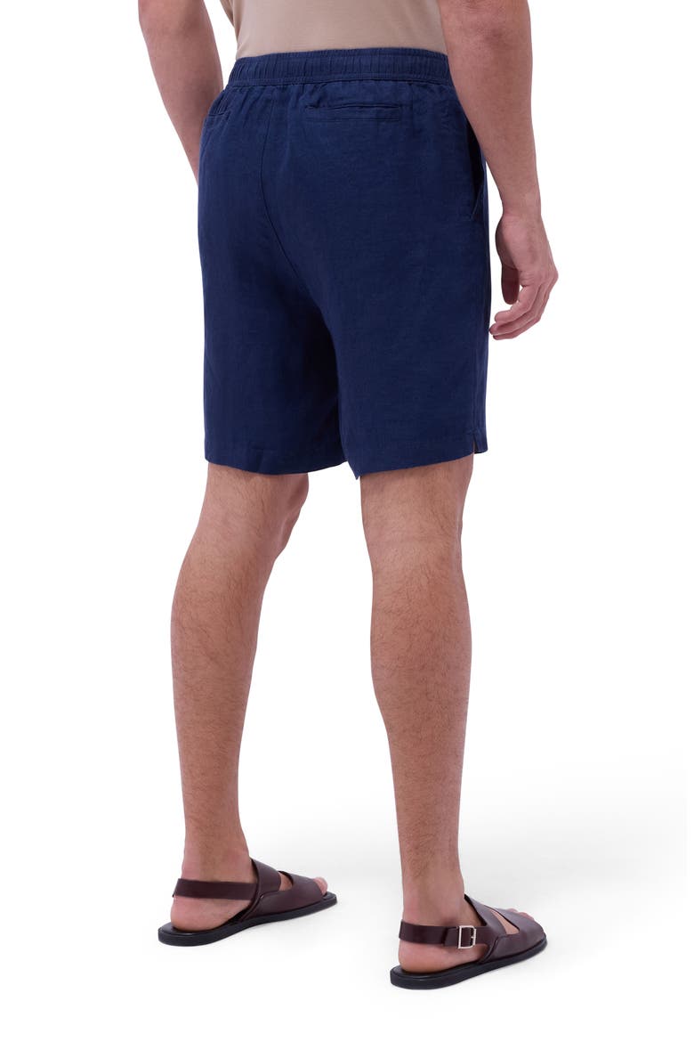 Trent Drawstring Linen Shorts, Alternate, color, NAVY