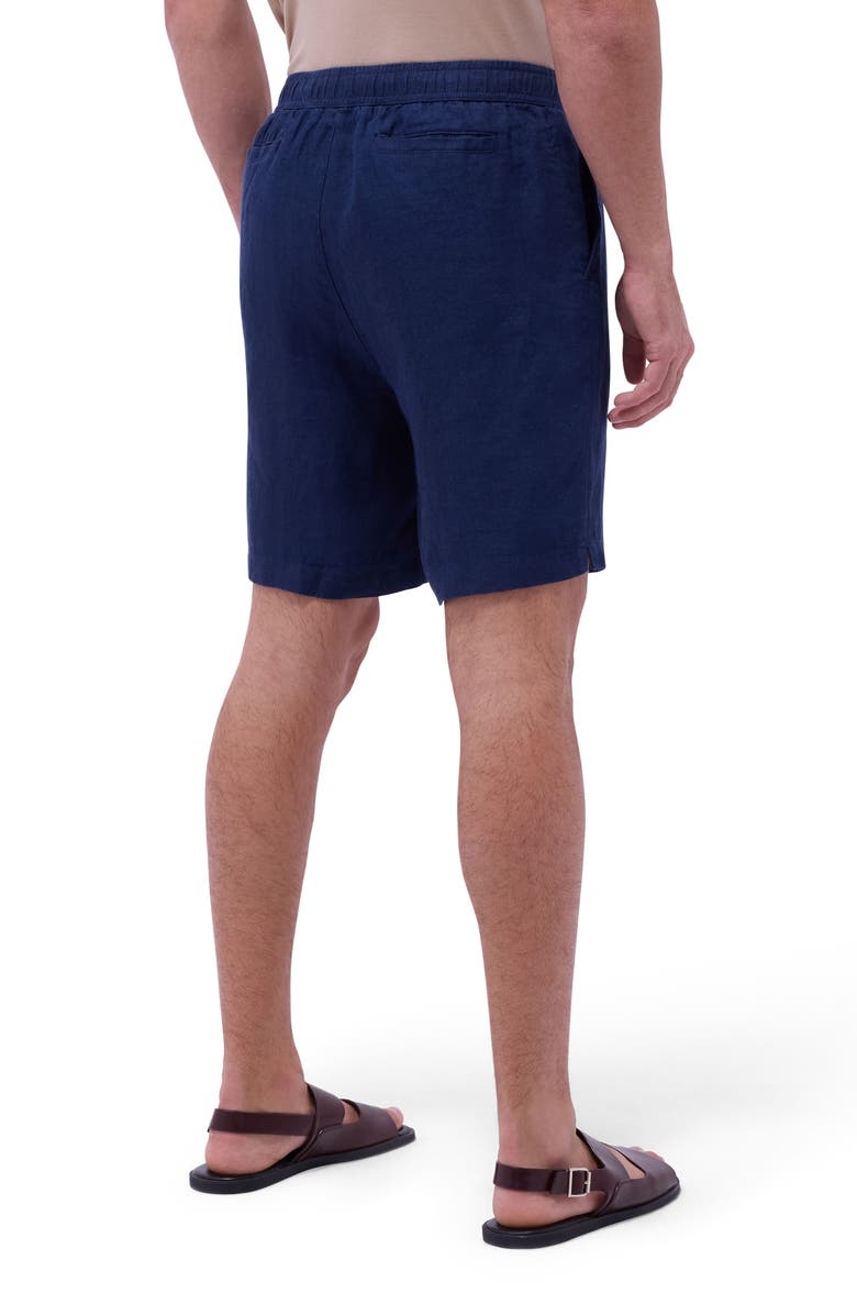 Bugatchi Trent Drawstring Linen Shorts, Alternate, color, Navy