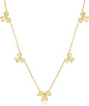 The Lovery Fine Jewelry Clover Petal CZ Station Necklace