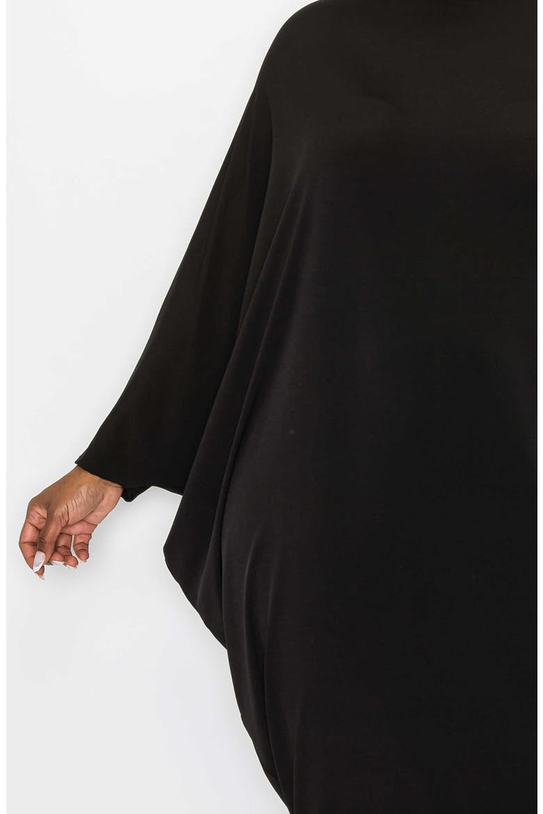 Louella Asymmetrical Long Sleeve Stretch Maxi Dress, Alternate, color, BLACK