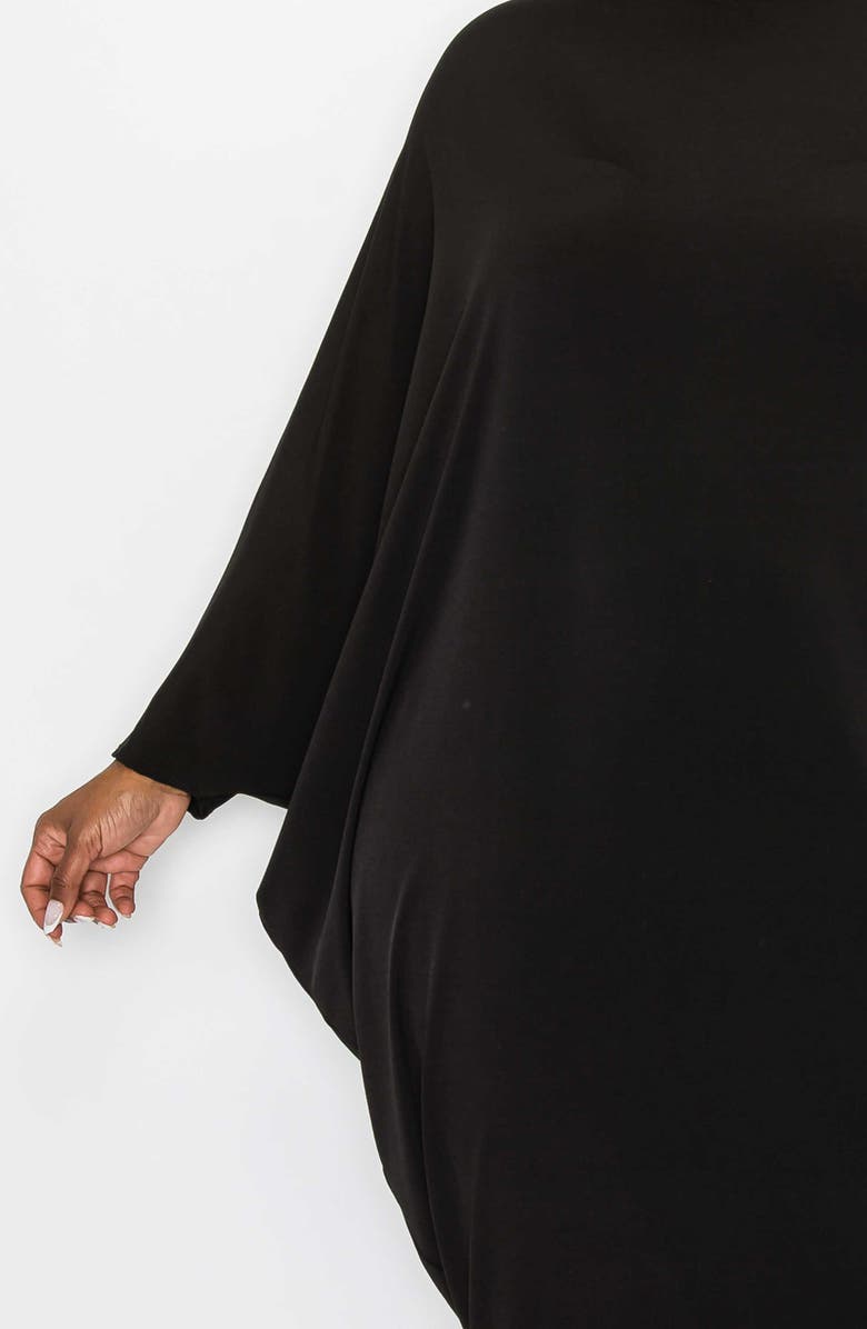 L I V D Louella Asymmetrical Long Sleeve Stretch Maxi Dress, Alternate, color, Black