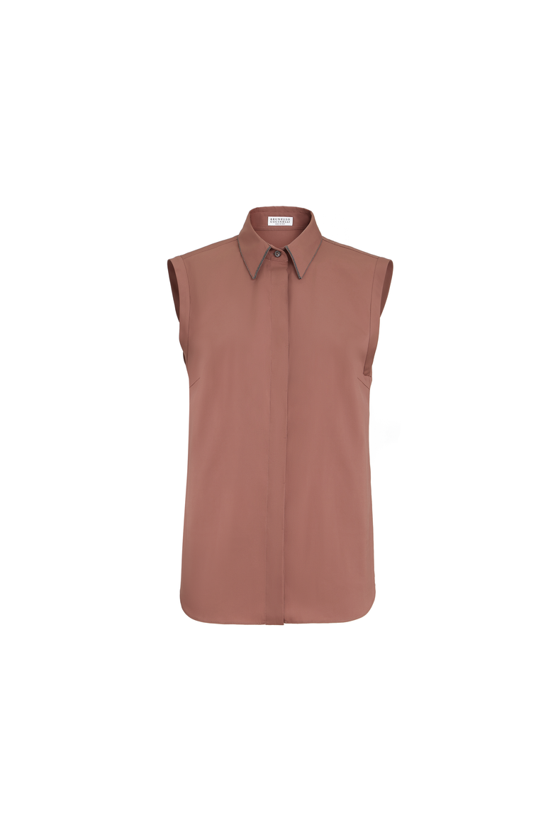 Stretch poplin shirt, Alternate, color, Orange