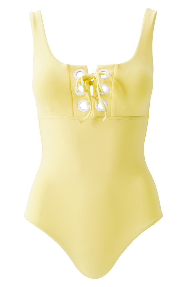 Melissa Odabash London Lace Up One-Piece Swimsuit, Alternate, color, 