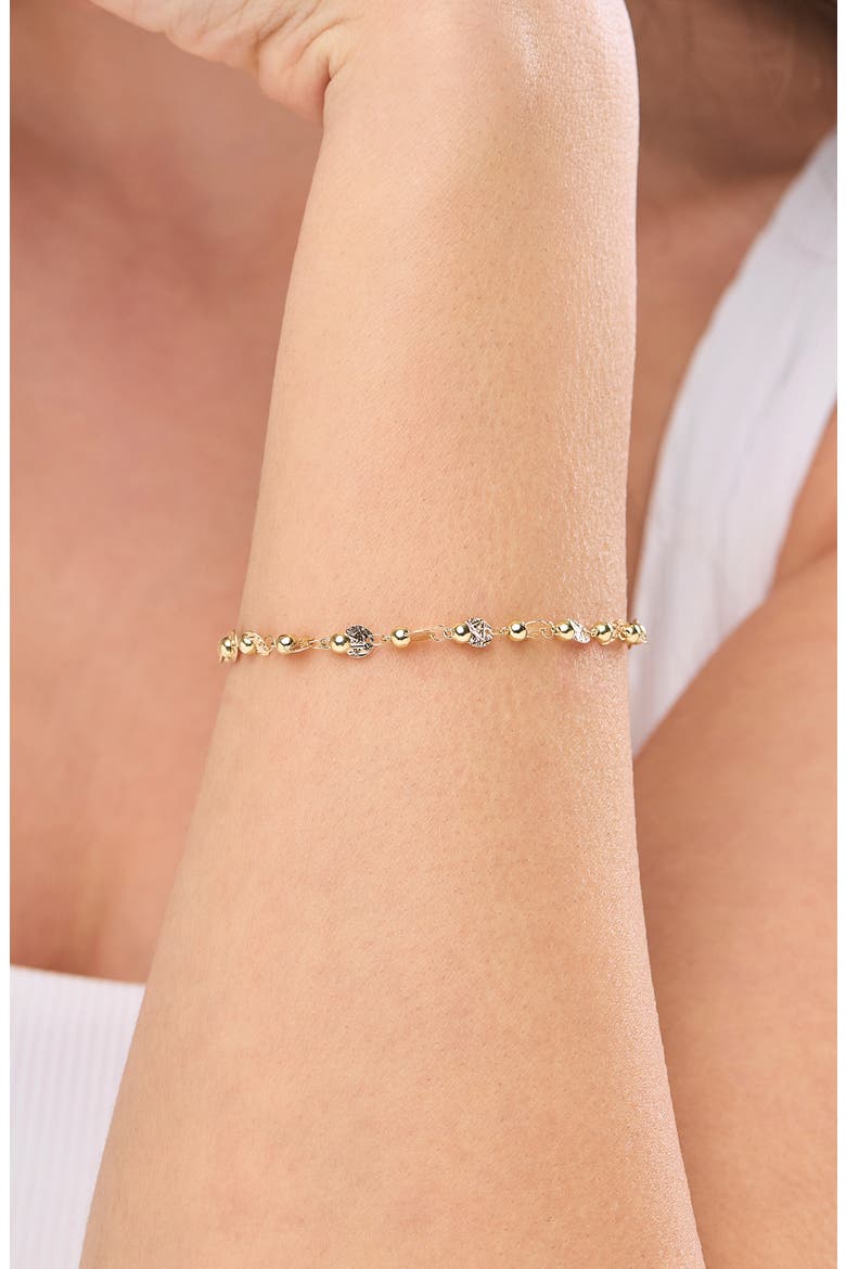 14K Gold Textured Disc Bead Chain Bracelet, Alternate, color, 14K YELLOW GOLD