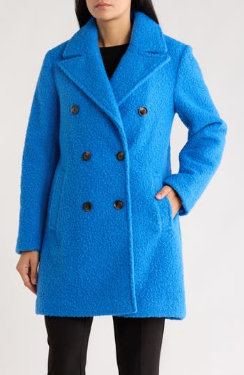Bcbgeneration Women's Double-breasted Boucle Coat, Created For Macy's In Blue