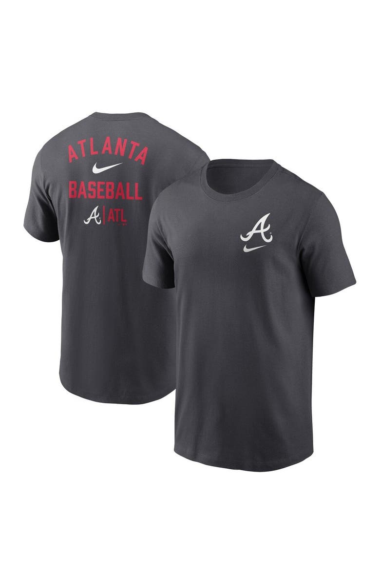 Nike Men's Nike Charcoal Atlanta Braves Logo Sketch Bar T-Shirt, Main, color,