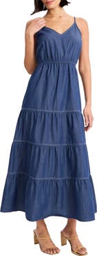 Maggy London Tiered Chambray Sundress
