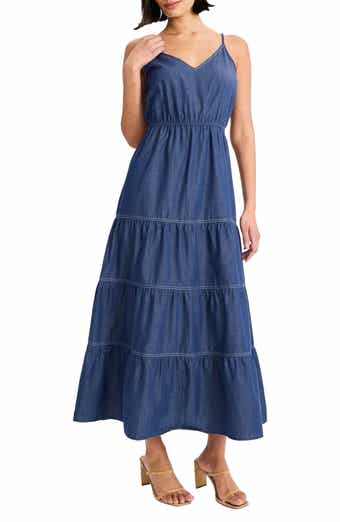 Maggy London Tiered Chambray Sundress