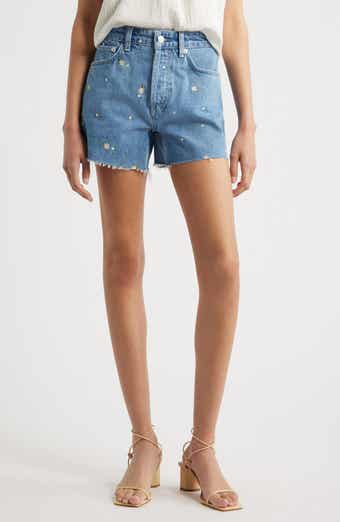 Rails Mesa Flower Embroidered High Waist Cutoff Denim Shorts