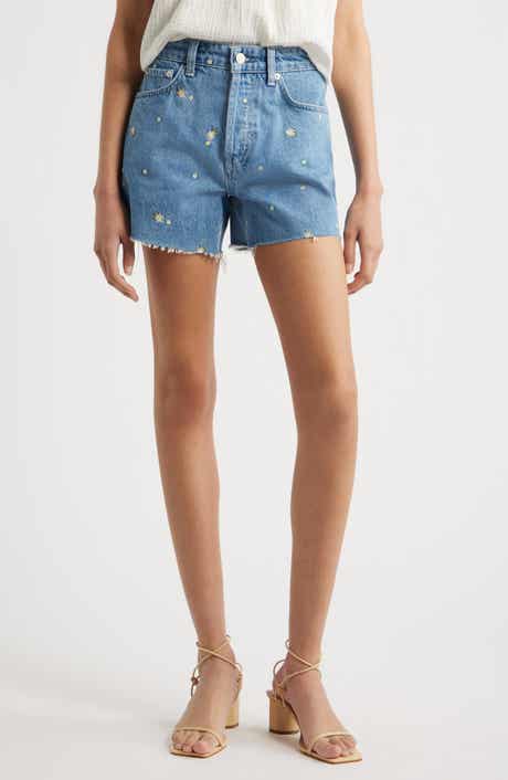 Rails Mesa Flower Embroidered High Waist Cutoff Denim Shorts