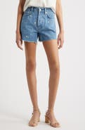 Rails Mesa Flower Embroidered High Waist Cutoff Denim Shorts