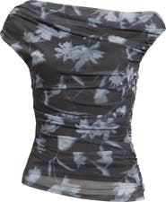 Open Edit Cap Sleeve Mesh Top