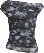 Open Edit Cap Sleeve Mesh Top