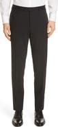 Canali Flat Front Classic Fit Solid Stretch Wool Dress Pants