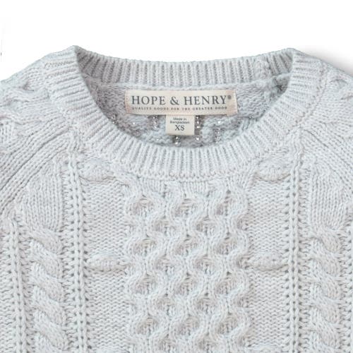Hope & Henry Baby Girls' Organic Chunky Cable Knit Pullover Sweater, Infant In Light Grey Heather