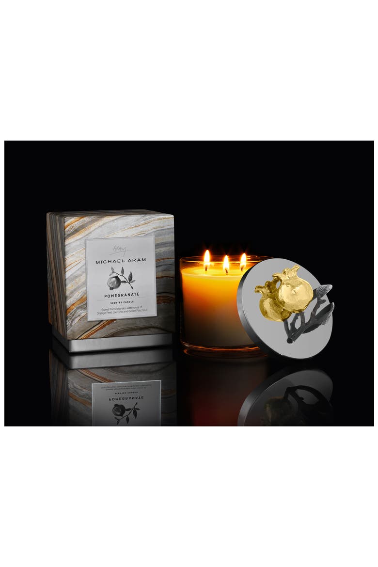 Pomegranate Three-Wick Scented Candle, Alternate, color, GOLD/ SILVER