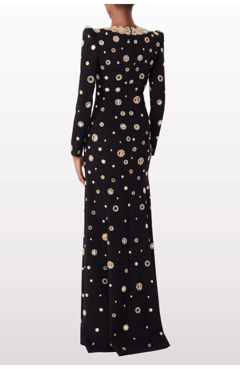 Jenny Packham Frency mirror-embellished puff-shoulders maxi dress, Alternate, color, Liquorice