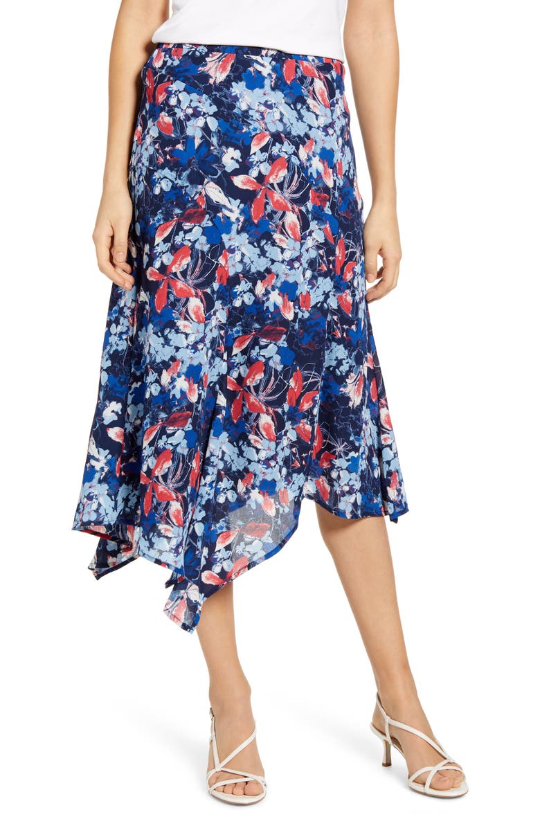 GIBSONLOOK Gibson x International Women's Day Fancy Ashley Asymmetrical Flowy Midi Skirt, Main, color,