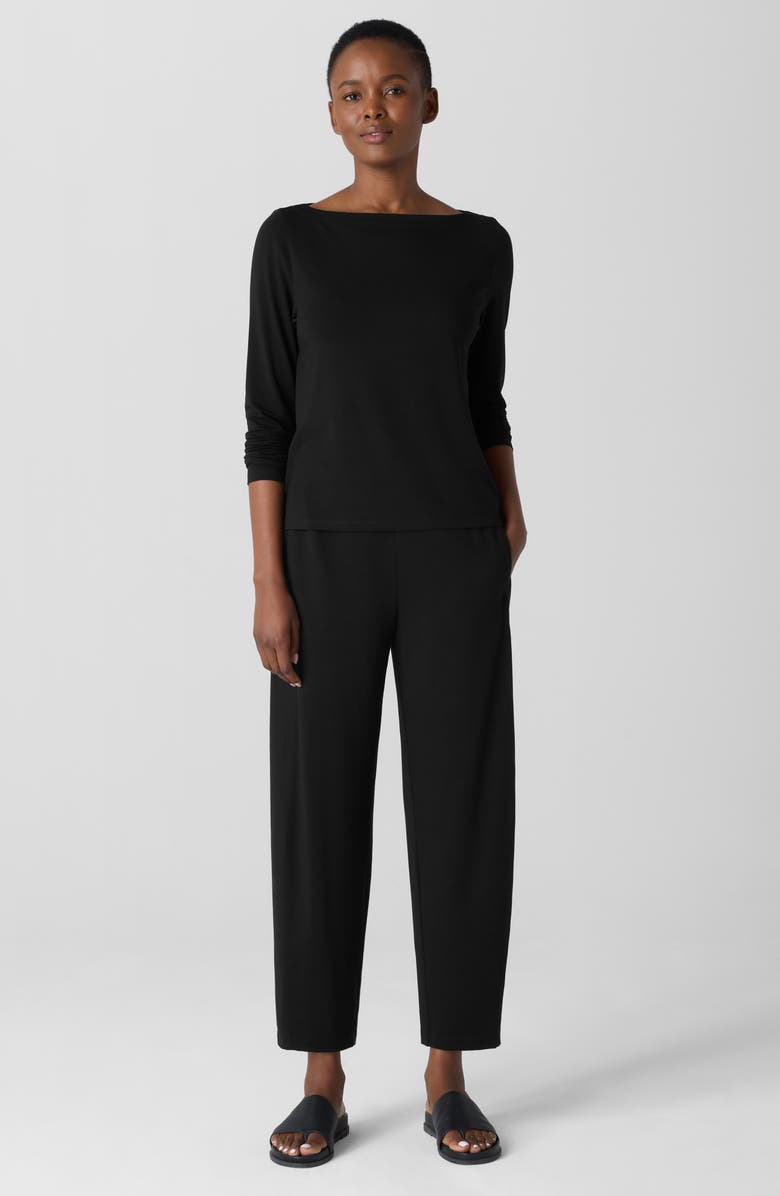 Eileen Fisher Jersey Ankle Lantern Pants, Alternate, color, Black