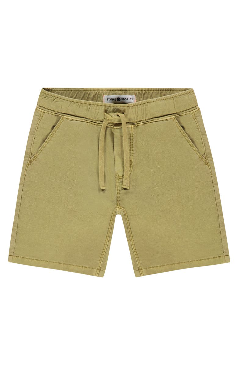 Stains and Stories by Babyface Brushed Poplin Pull-On Shorts, Main, color, Kiwi