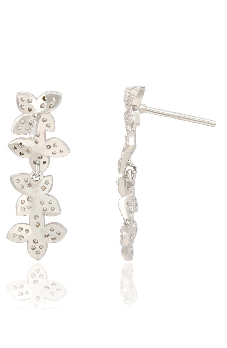 SUZY LEVIAN Sterling Silver Pavé Cubic Zirconia Floral Drop Earrings, Alternate, color,
